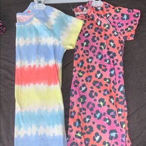 Wonder Nation Kids Pajamas Nightgowns - Tie-Dye and Leopard Print